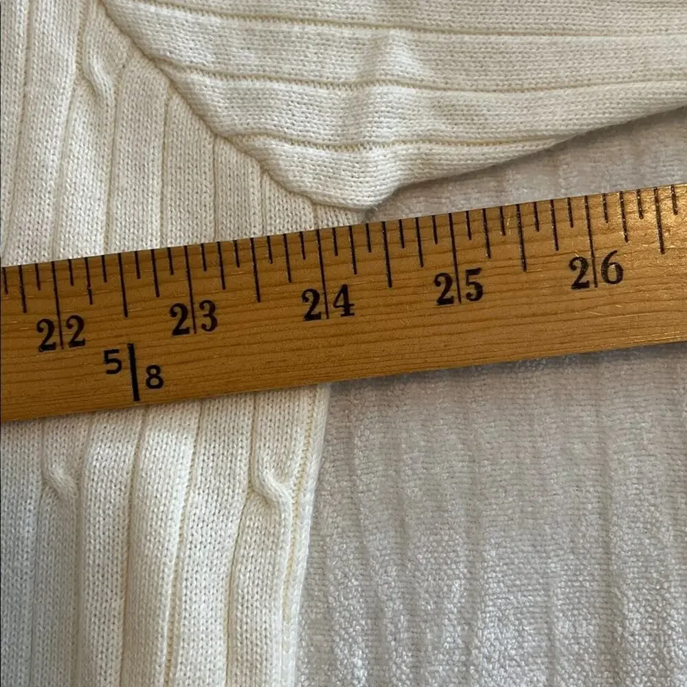 Vintage 90s Liz Claiborne Villager Ivory Ribbed Faux Twinset Cardigan Size 1/XL